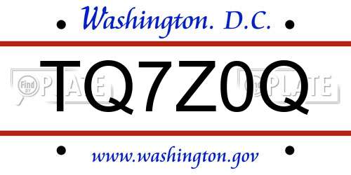 TQ7Z0Q District Of Columbia License Plate