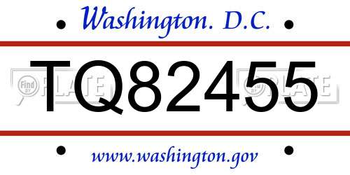 TQ82455 District Of Columbia License Plate