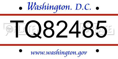 TQ82485 District Of Columbia License Plate