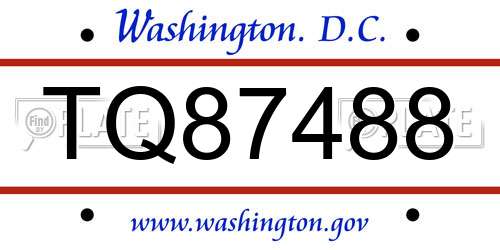 TQ87488 District Of Columbia License Plate