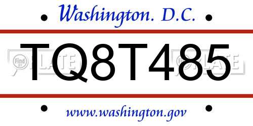 TQ8T485 District Of Columbia License Plate
