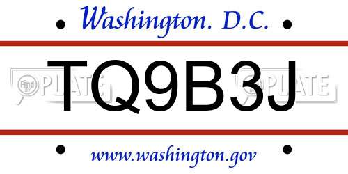 TQ9B3J District Of Columbia License Plate