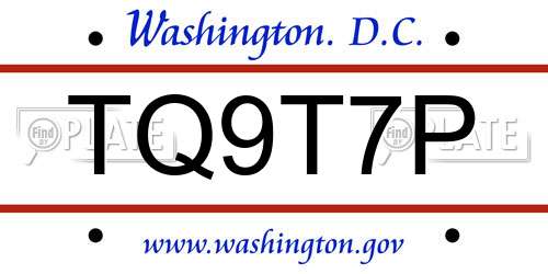TQ9T7P District Of Columbia License Plate