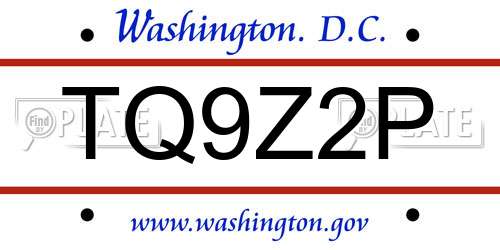 TQ9Z2P District Of Columbia License Plate