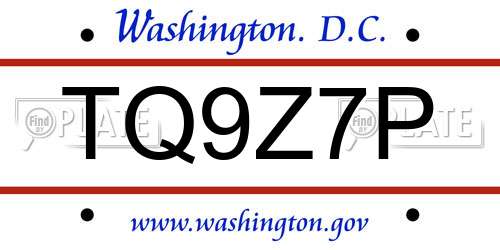 TQ9Z7P District Of Columbia License Plate