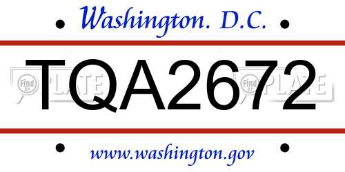 TQA2672 District Of Columbia License Plate