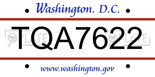 TQA7622 District Of Columbia License Plate