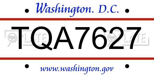 TQA7627 District Of Columbia License Plate