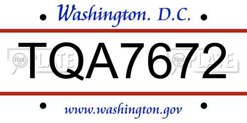 TQA7672 District Of Columbia License Plate