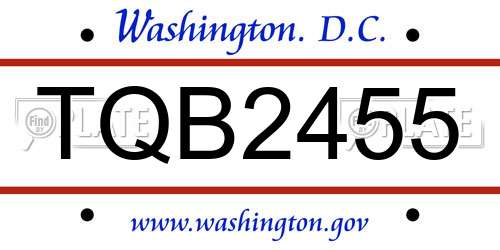 TQB2455 District Of Columbia License Plate