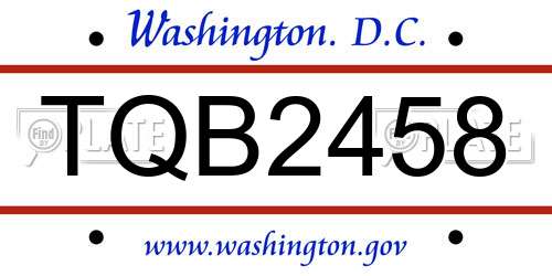TQB2458 District Of Columbia License Plate