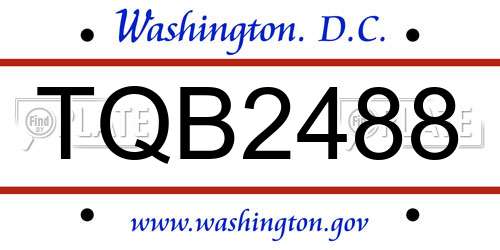 TQB2488 District Of Columbia License Plate