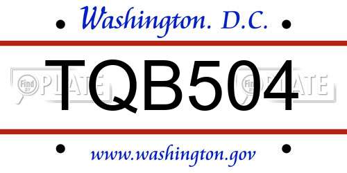 TQB504 District Of Columbia License Plate