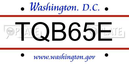 TQB65E District Of Columbia License Plate