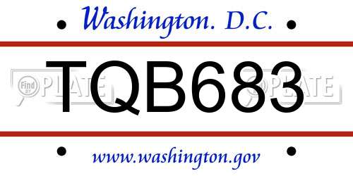 TQB683 District Of Columbia License Plate
