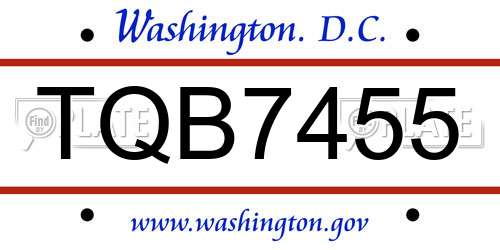 TQB7455 District Of Columbia License Plate