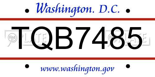 TQB7485 District Of Columbia License Plate