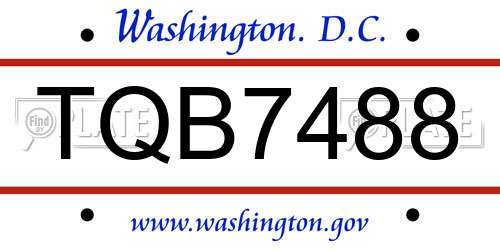 TQB7488 District Of Columbia License Plate