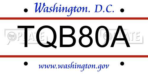 TQB80A District Of Columbia License Plate