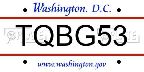 TQBG53 District Of Columbia License Plate
