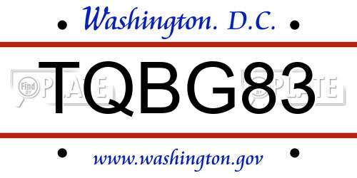TQBG83 District Of Columbia License Plate