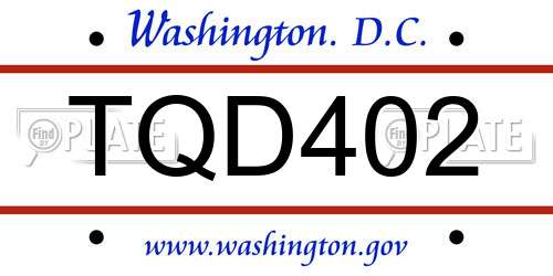 TQD402 District Of Columbia License Plate
