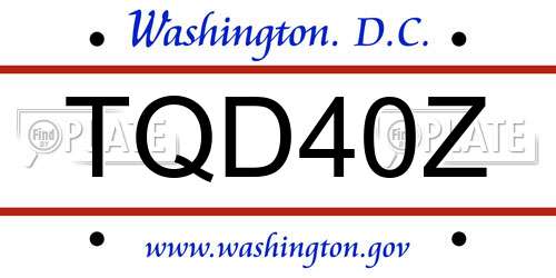 TQD40Z District Of Columbia License Plate