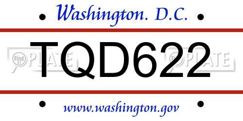 TQD622 District Of Columbia License Plate