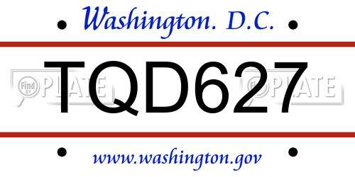 TQD627 District Of Columbia License Plate