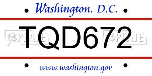 TQD672 District Of Columbia License Plate