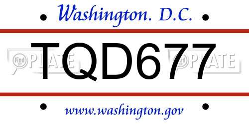 TQD677 District Of Columbia License Plate