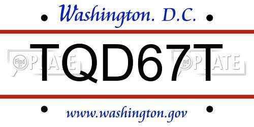 TQD67T District Of Columbia License Plate