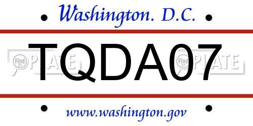 TQDA07 District Of Columbia License Plate