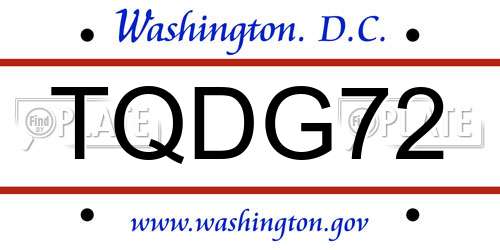 TQDG72 District Of Columbia License Plate