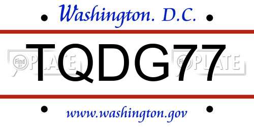 TQDG77 District Of Columbia License Plate