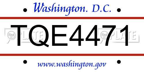 TQE4471 District Of Columbia License Plate