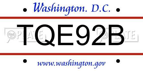 TQE92B District Of Columbia License Plate