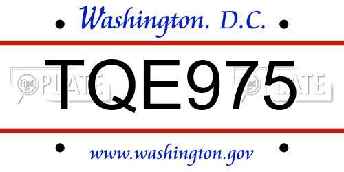 TQE975 District Of Columbia License Plate