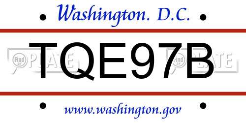 TQE97B District Of Columbia License Plate