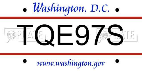 TQE97S District Of Columbia License Plate