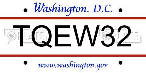 TQEW32 District Of Columbia License Plate