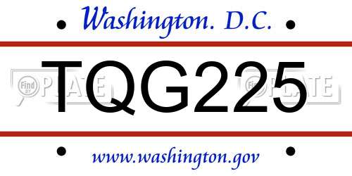 TQG225 District Of Columbia License Plate
