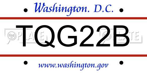 TQG22B District Of Columbia License Plate