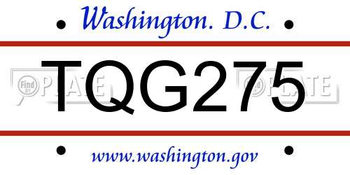 TQG275 District Of Columbia License Plate