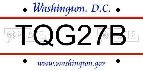 TQG27B District Of Columbia License Plate