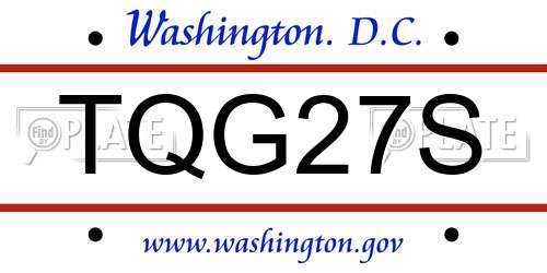 TQG27S District Of Columbia License Plate