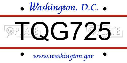 TQG725 District Of Columbia License Plate