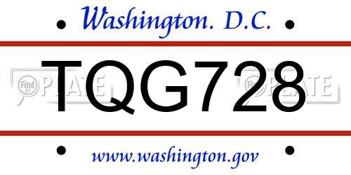TQG728 District Of Columbia License Plate