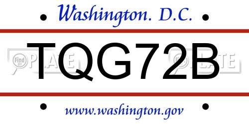 TQG72B District Of Columbia License Plate