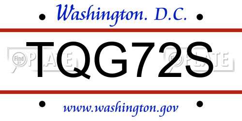 TQG72S District Of Columbia License Plate